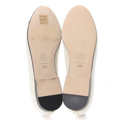 Chanel Pearls Embroidery Mocassin Loafers 35.5 Black Ivory 5 of 9