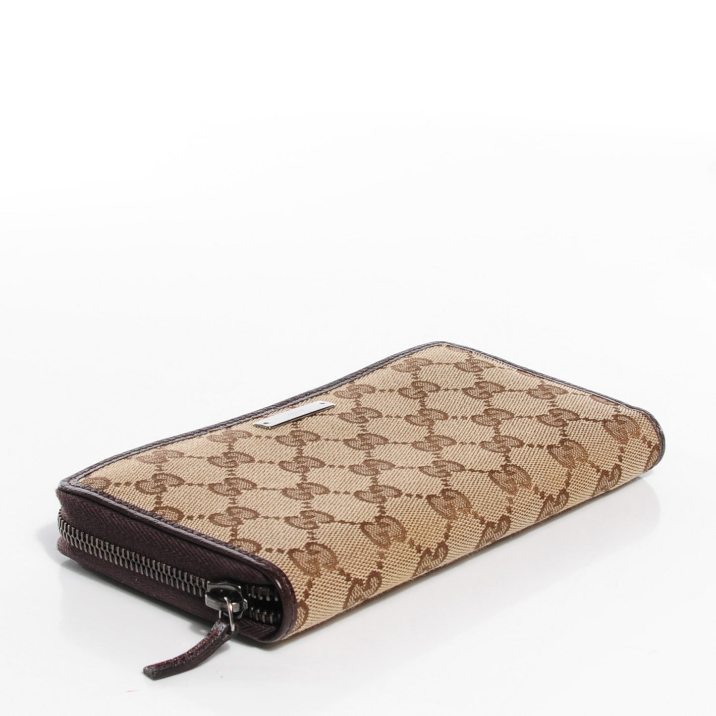 Monogram Metal Bar Zip Around Wallet Dark Brown