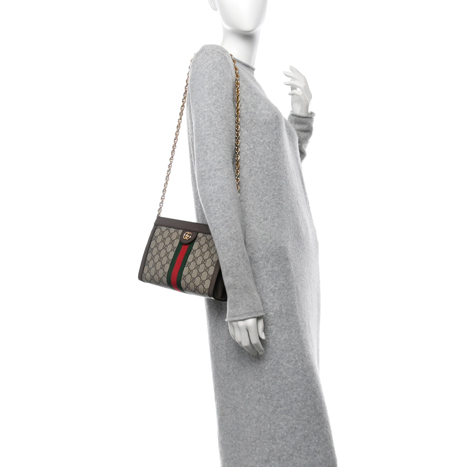 Gucci GG Supreme Monogram Web Small Ophidia Chain Shoulder Bag Brown 2 of 10