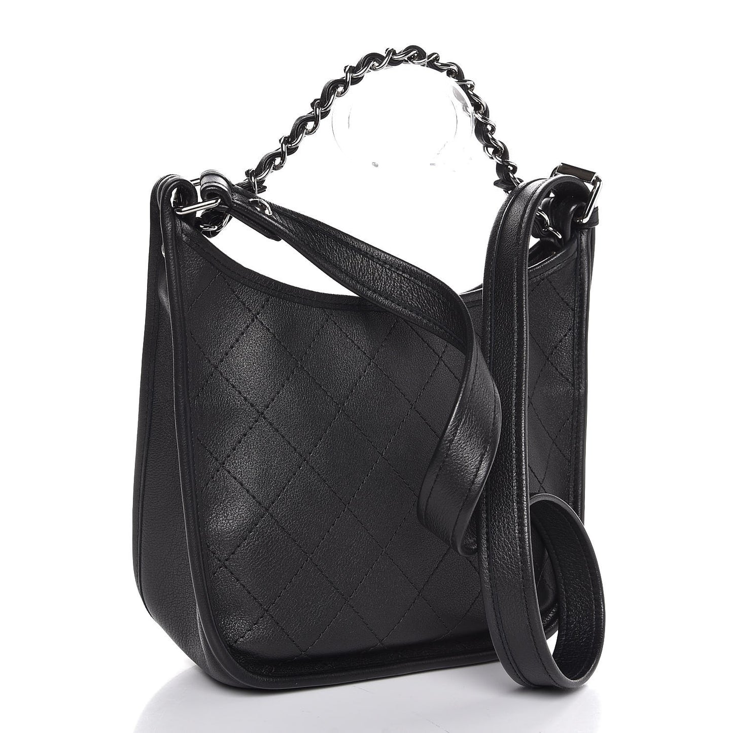 Calfskin Quilted Jungle Stroll Hobo Bag Black