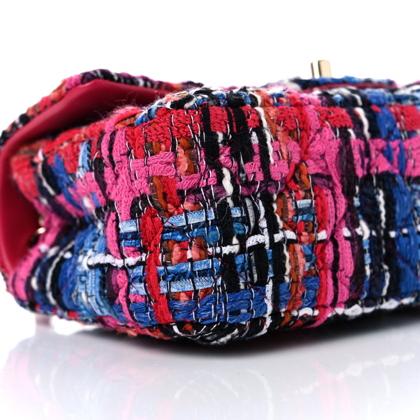 Tweed Quilted Mini Rectangular Flap Red Pink Black