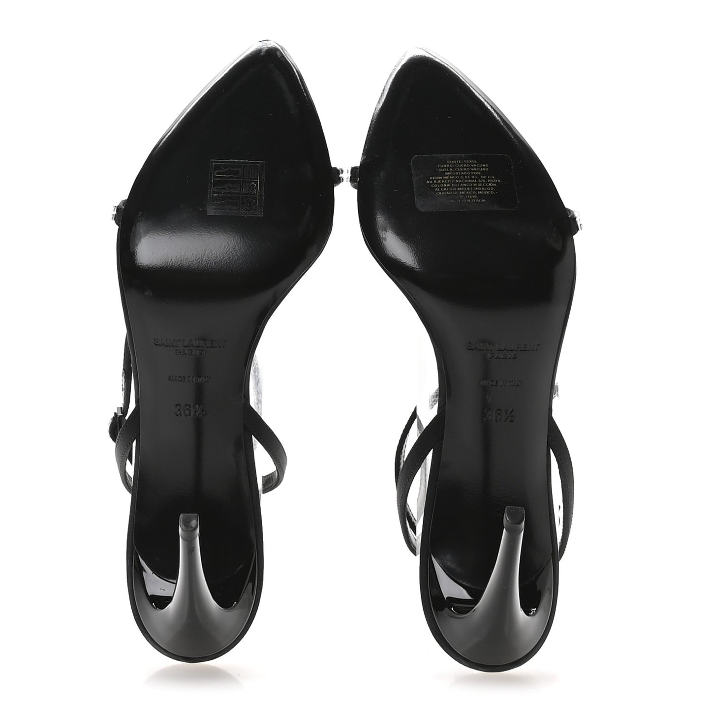 Crepe Satin Crystal New Nuit 90 Ankle Strap Sandals 36.5 Black