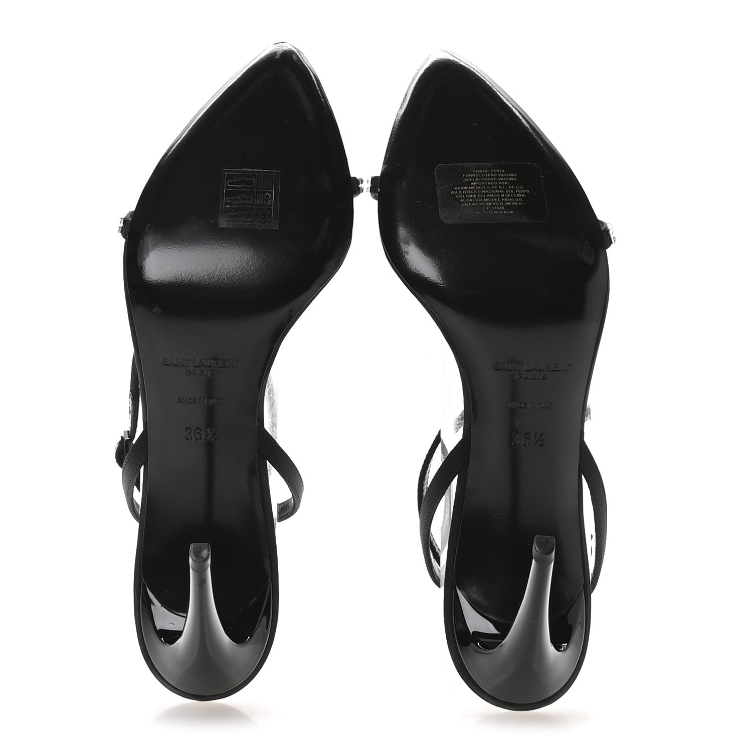 Saint Laurent Crepe Satin Crystal New Nuit 90 Ankle Strap Sandals 36.5 Black 6 of 9