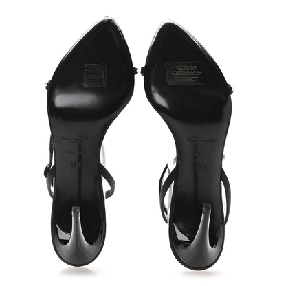 Saint Laurent Crepe Satin Crystal New Nuit 90 Ankle Strap Sandals 36.5 Black 6 of 9