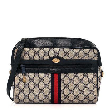 Gucci GG Plus Monogram Canvas Web Shoulder Bag Blue 1 of 14