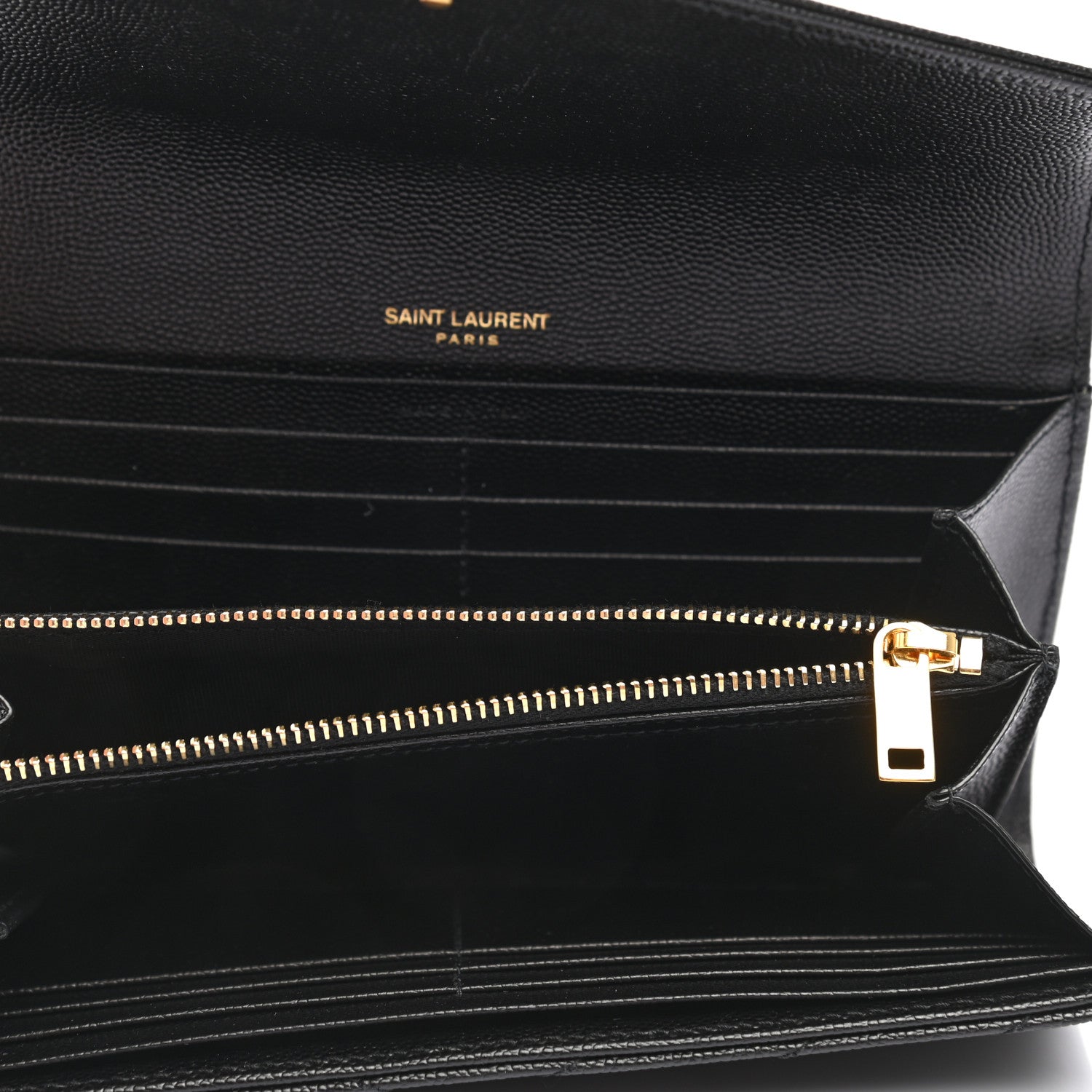 Saint Laurent Grain De Poudre Matelasse Chevron Monogram Flap Wallet Black 5 of 8
