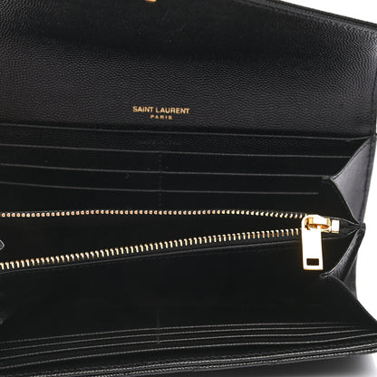 Saint Laurent Grain De Poudre Matelasse Chevron Monogram Flap Wallet Black 5 of 8