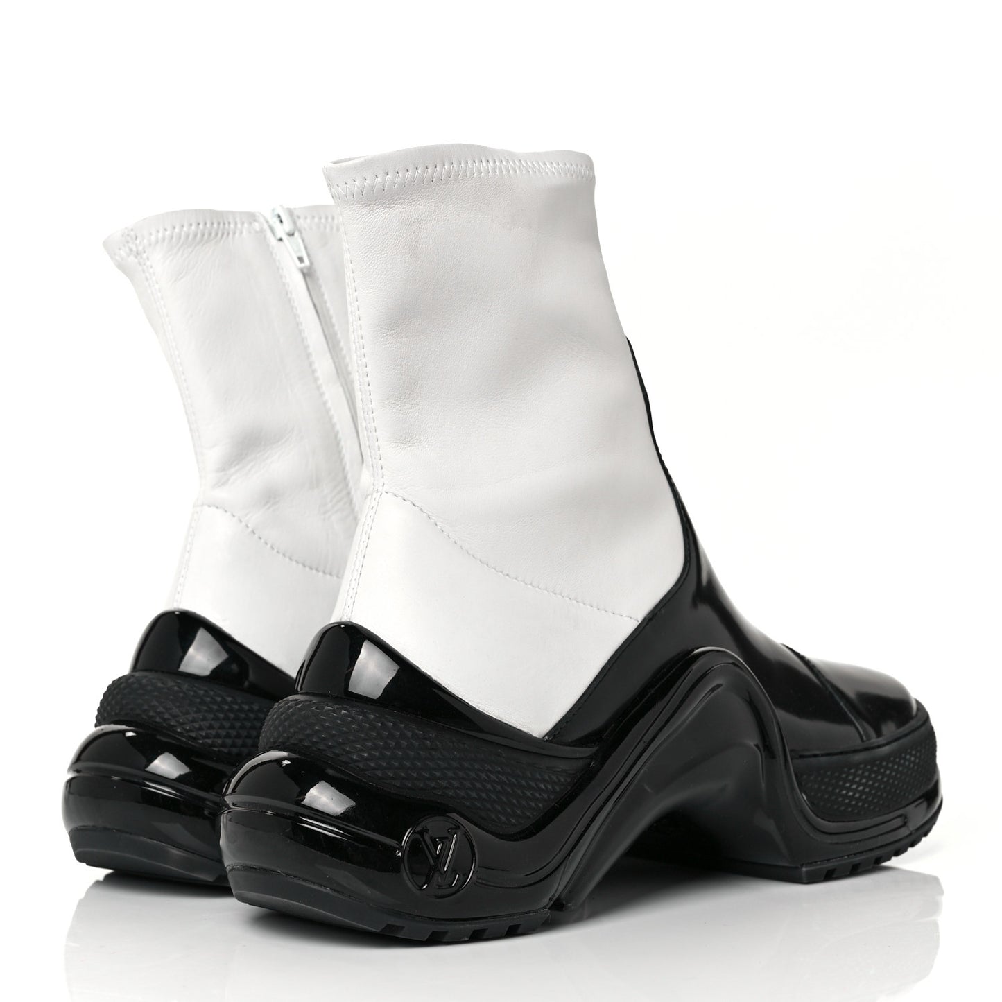 Glazed Calfskin Lambskin LV Archlight Sneaker Boots 37.5 Black White