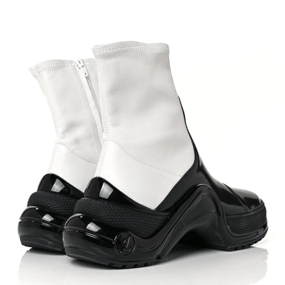 Louis Vuitton Glazed Calfskin Lambskin LV Archlight Sneaker Boots 37.5 Black White 8 of 14