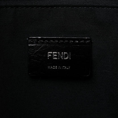 Fendi Glazed Fabric Vitello Liberty FF 1974 Diagonal Medium East West Messenger Black Sunflower 6 of 12