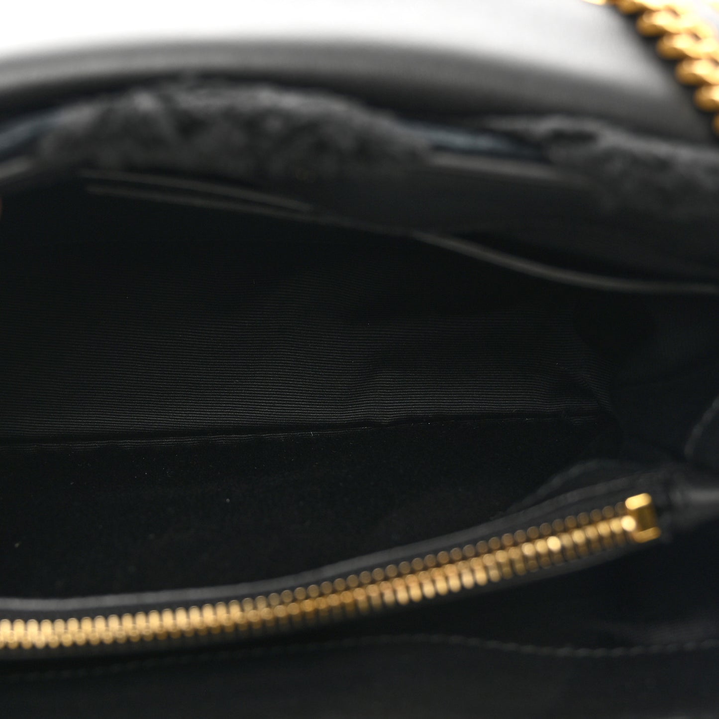 Suede Shearling Y Quilted Monogram Small Loulou Chain Satchel Black