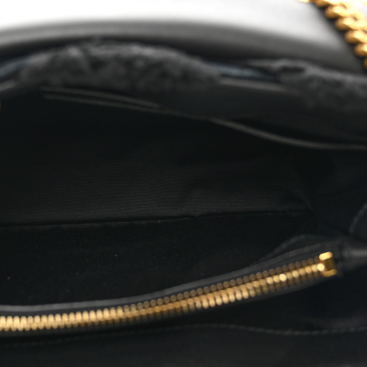 Saint Laurent Suede Shearling Y Quilted Monogram Small Loulou Chain Satchel Black 5 of 9
