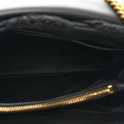 Saint Laurent Suede Shearling Y Quilted Monogram Small Loulou Chain Satchel Black 5 of 9