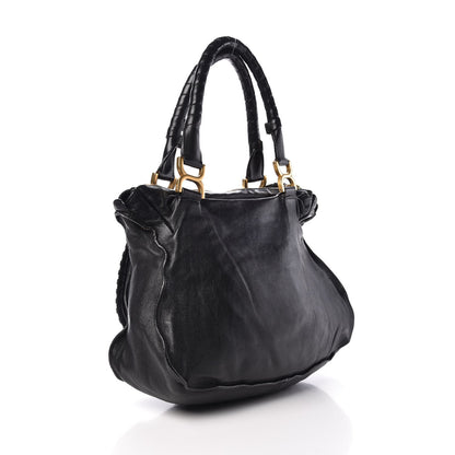 Chloe Lambskin Embroidered Medium Marcie Satchel Black 3 of 7