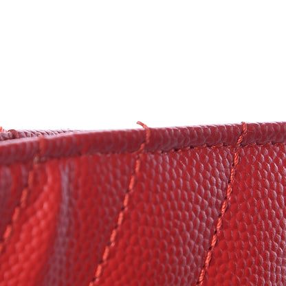 Saint Laurent Grain De Poudre Matelasse Chevron Monogram Chain Wallet Red 11 of 12