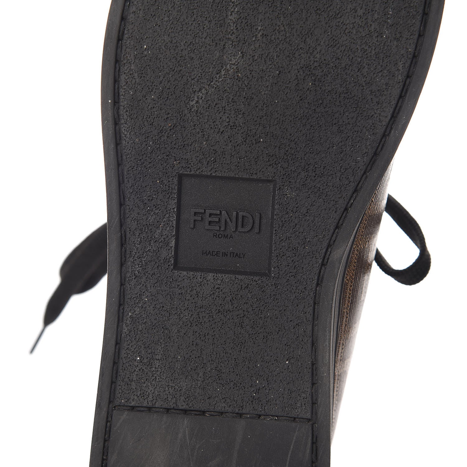 Fendi Glazed Fabric FF 1974 Stamp Patch High Top Sneakers 38.5 Mogano Panna Black 8 of 12