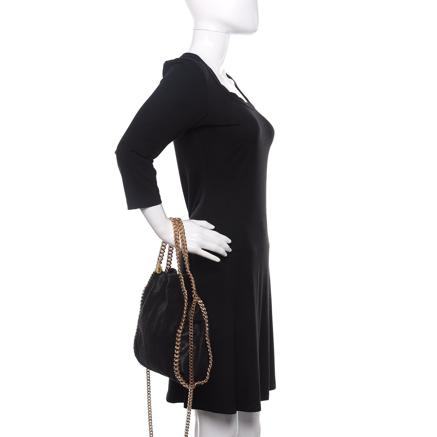 Shaggy Deer Mini Falabella Fold Over Tote Black