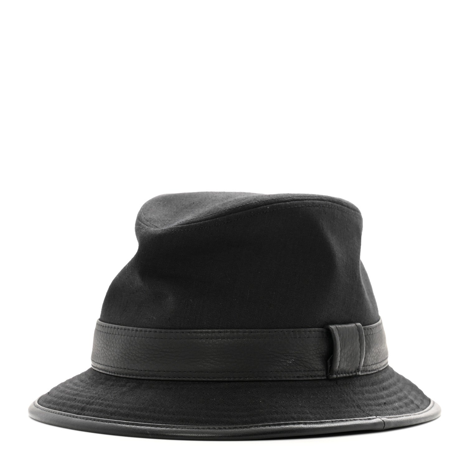 Hermes Linen Deerskin Fedora Hat 58 Black 1 of 12