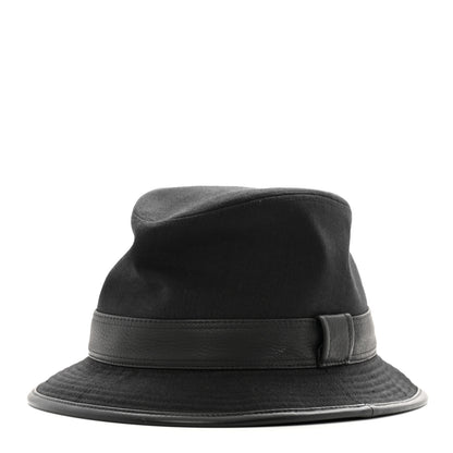 Hermes Linen Deerskin Fedora Hat 58 Black 1 of 12