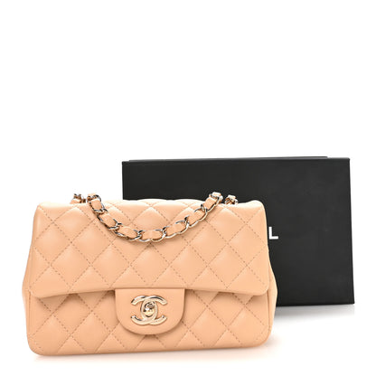 Chanel Lambskin Quilted Mini Rectangular Flap Beige 11 of 11