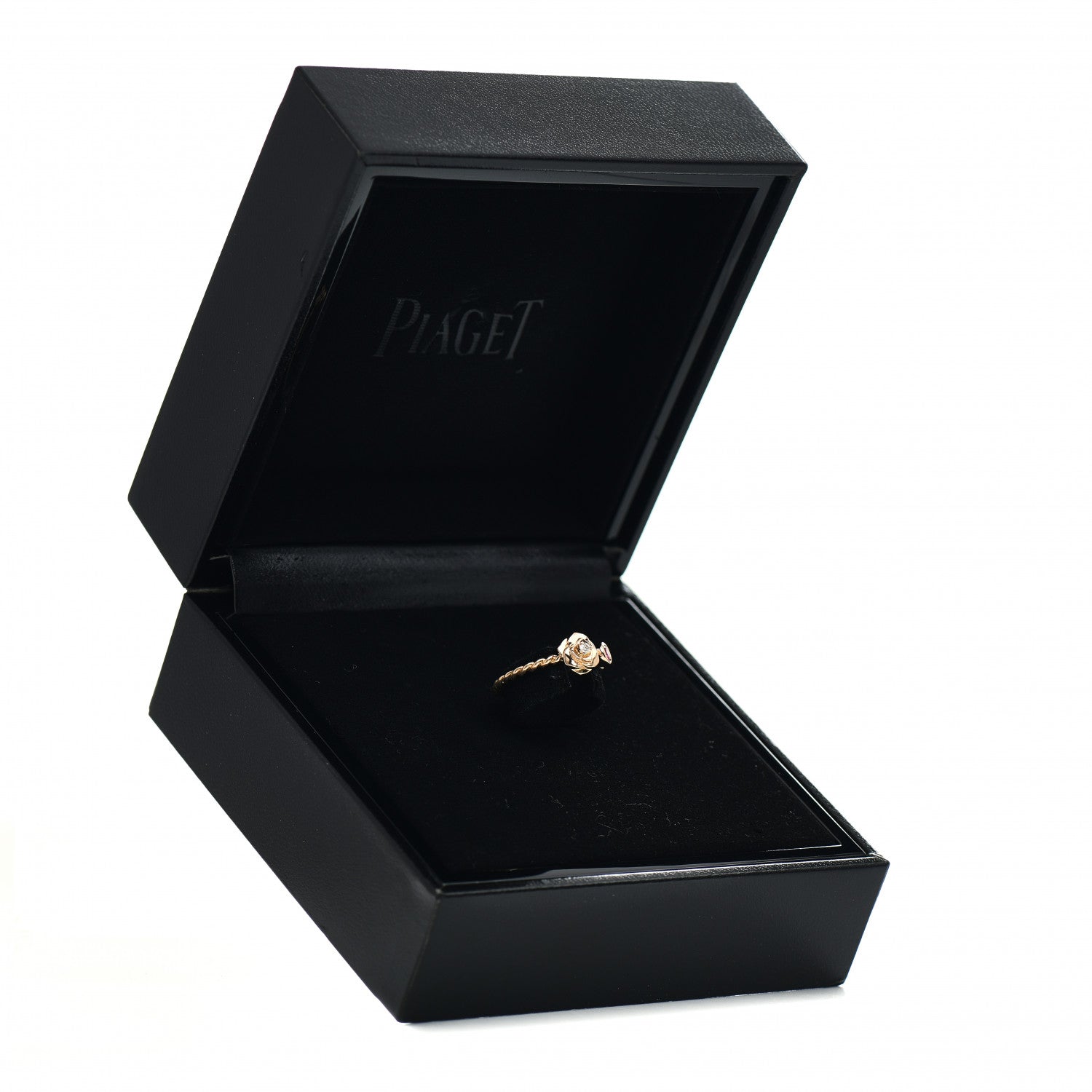 Piaget 18K Rose Gold Diamond Pink Sapphire Rose Ring 51 5.75 6 of 6