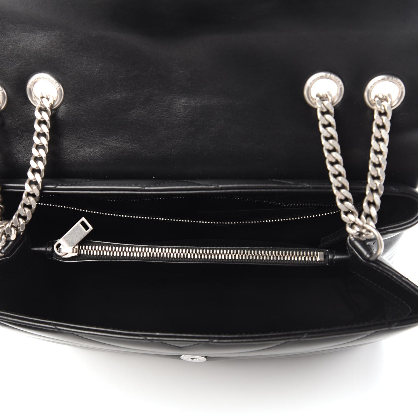 Calfskin Y Quilted Monogram Medium Loulou Chain Satchel Black