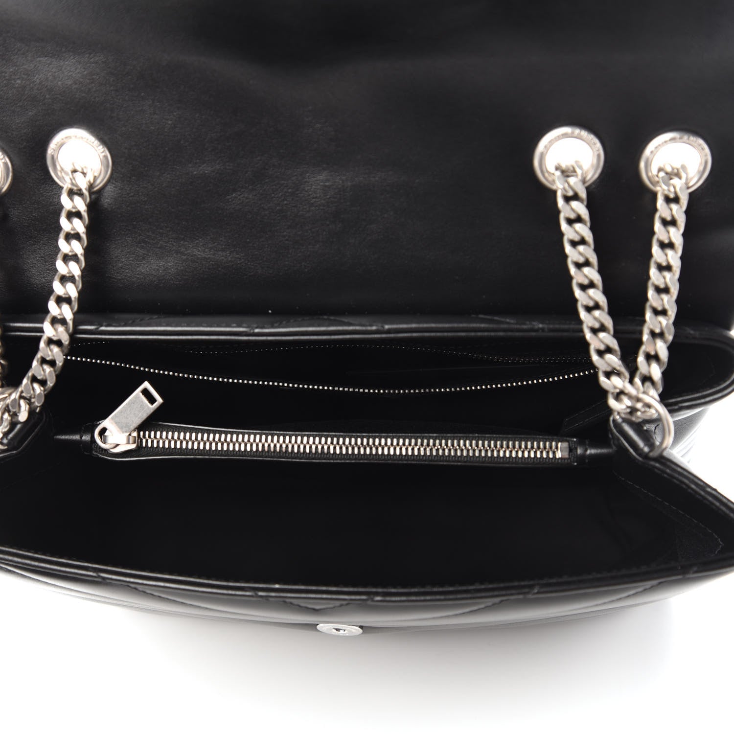 Saint Laurent Calfskin Y Quilted Monogram Medium Loulou Chain Satchel Black 5 of 9
