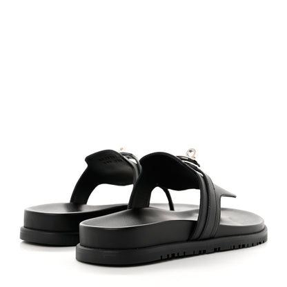 Hermes Calfskin Womens Empire Sandals 38 Black 4 of 9