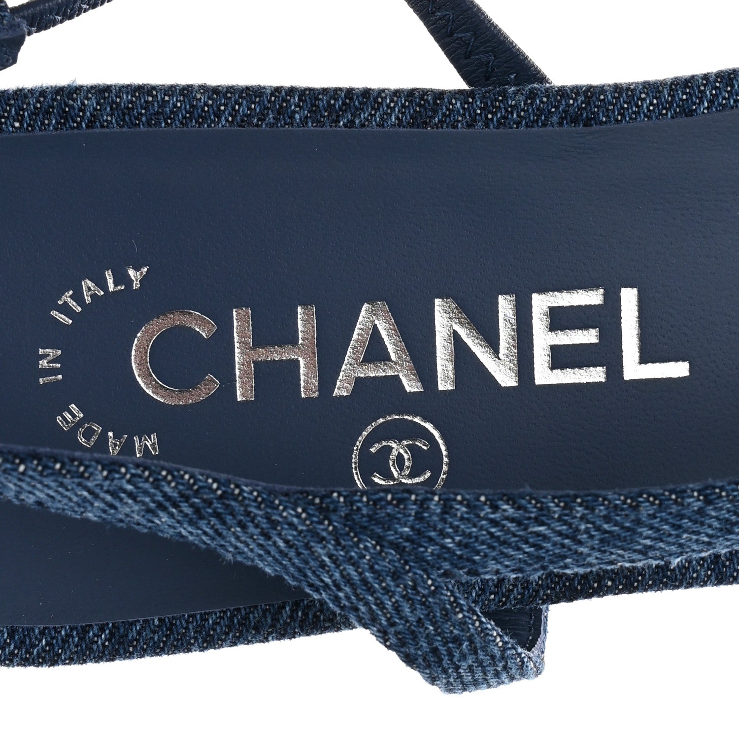 Chanel Denim Cap Toe CC Slingback Flats 38.5 Light Blue 1834014