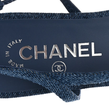 Chanel Denim Cap Toe CC Slingback Flats 38.5 Light Blue 8 of 9