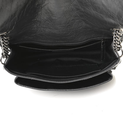 Saint Laurent Crinkled Calfskin Matelasse Monogram Medium Niki Chain Satchel Storm 5 of 12