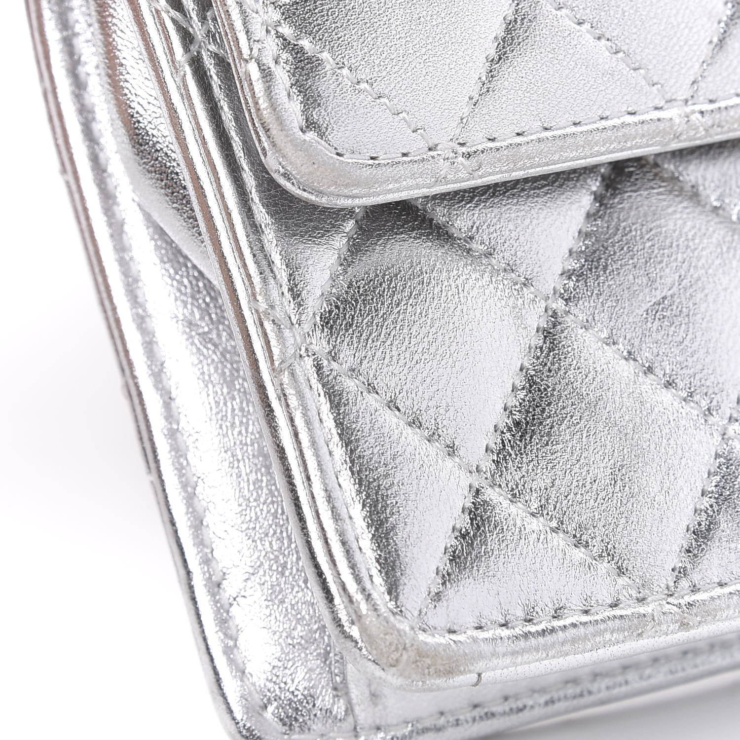 Chanel Metallic Lambskin Quilted Micro Mini Flap Silver 11 of 13