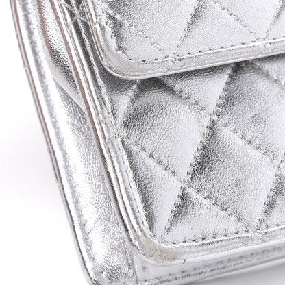 Chanel Metallic Lambskin Quilted Micro Mini Flap Silver 11 of 13