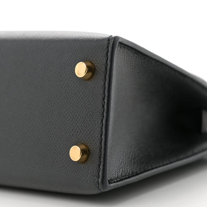 Hermes Madame Calfskin Lizard Mini Kelly Sellier Touch 20 Black 10 of 14