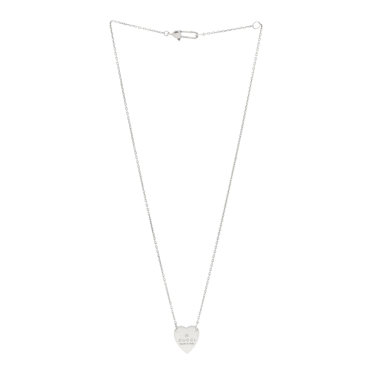 Gucci Sterling Silver Trademark Heart Pendant Necklace 3 of 6