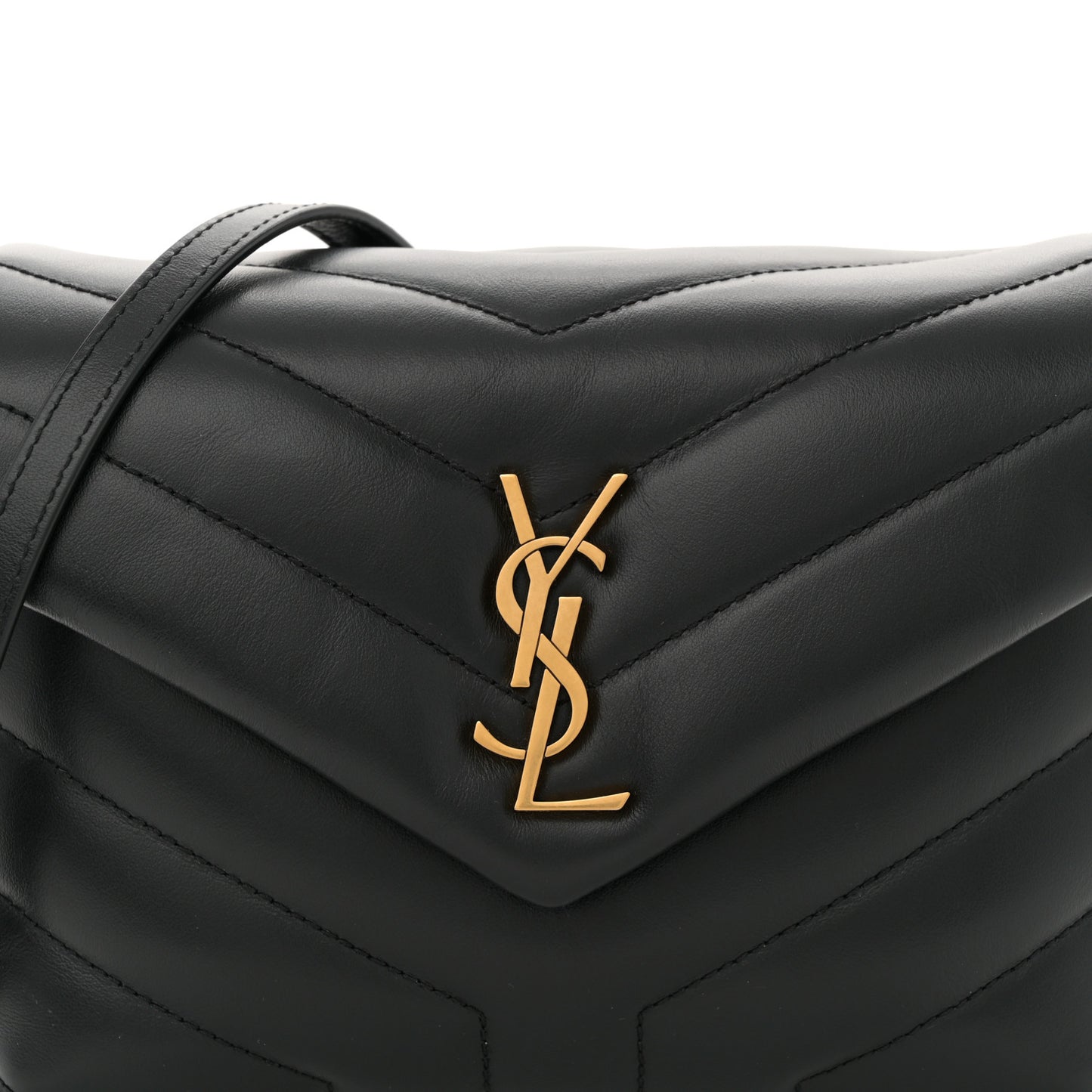Calfskin Y Quilted Monogram Toy Loulou Crossbody Bag Black