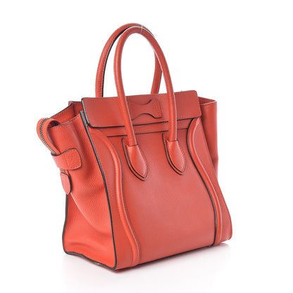 Celine Drummed Calfskin Micro Luggage Vermillion 3 of 10