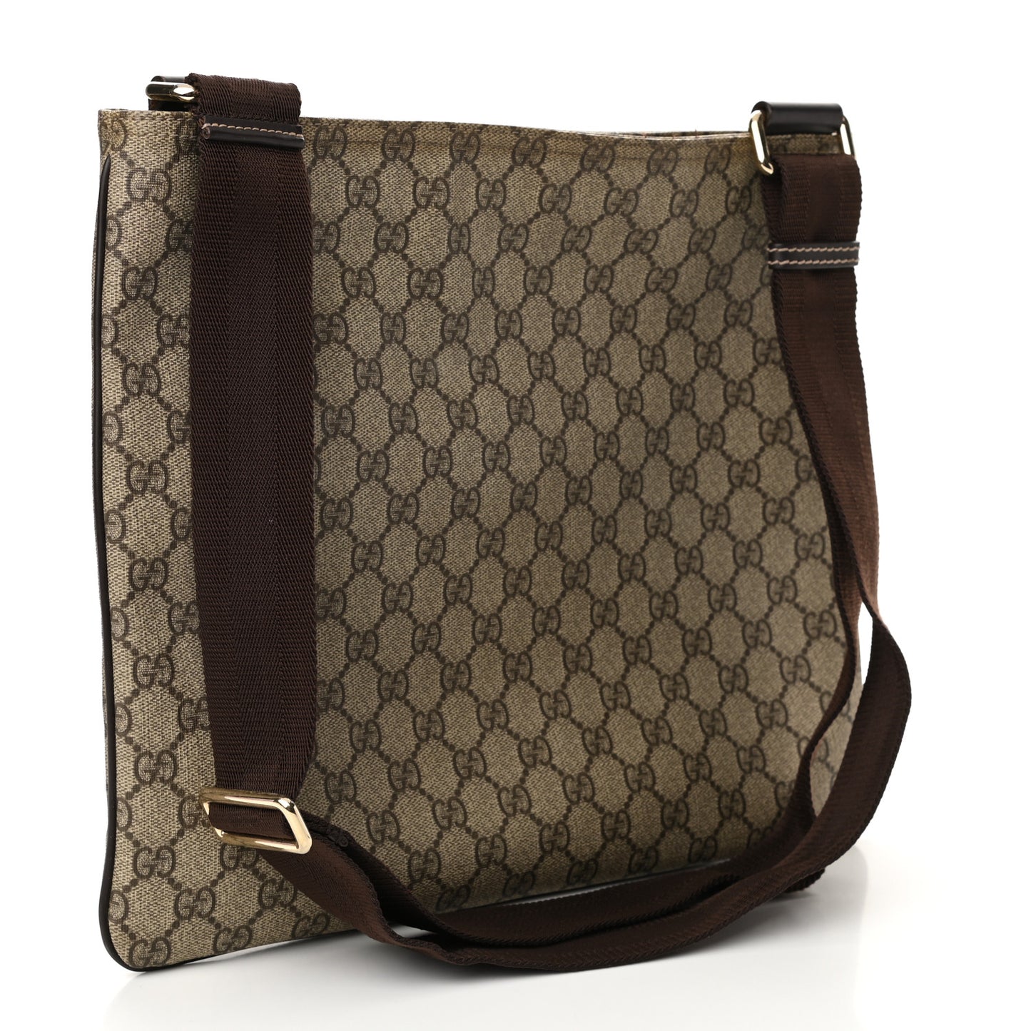 GG Supreme Monogram Medium Flat Messenger Bag Dark Brown
