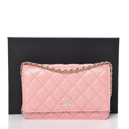 Chanel Iridescent Caviar Quilted Wallet on Chain WOC Rose Pink 11 of 11