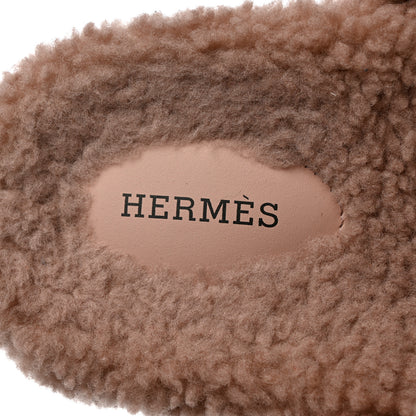 Hermes Woolskin Womens Chypre Sandals 40.5 Bois De Santal 7 of 12