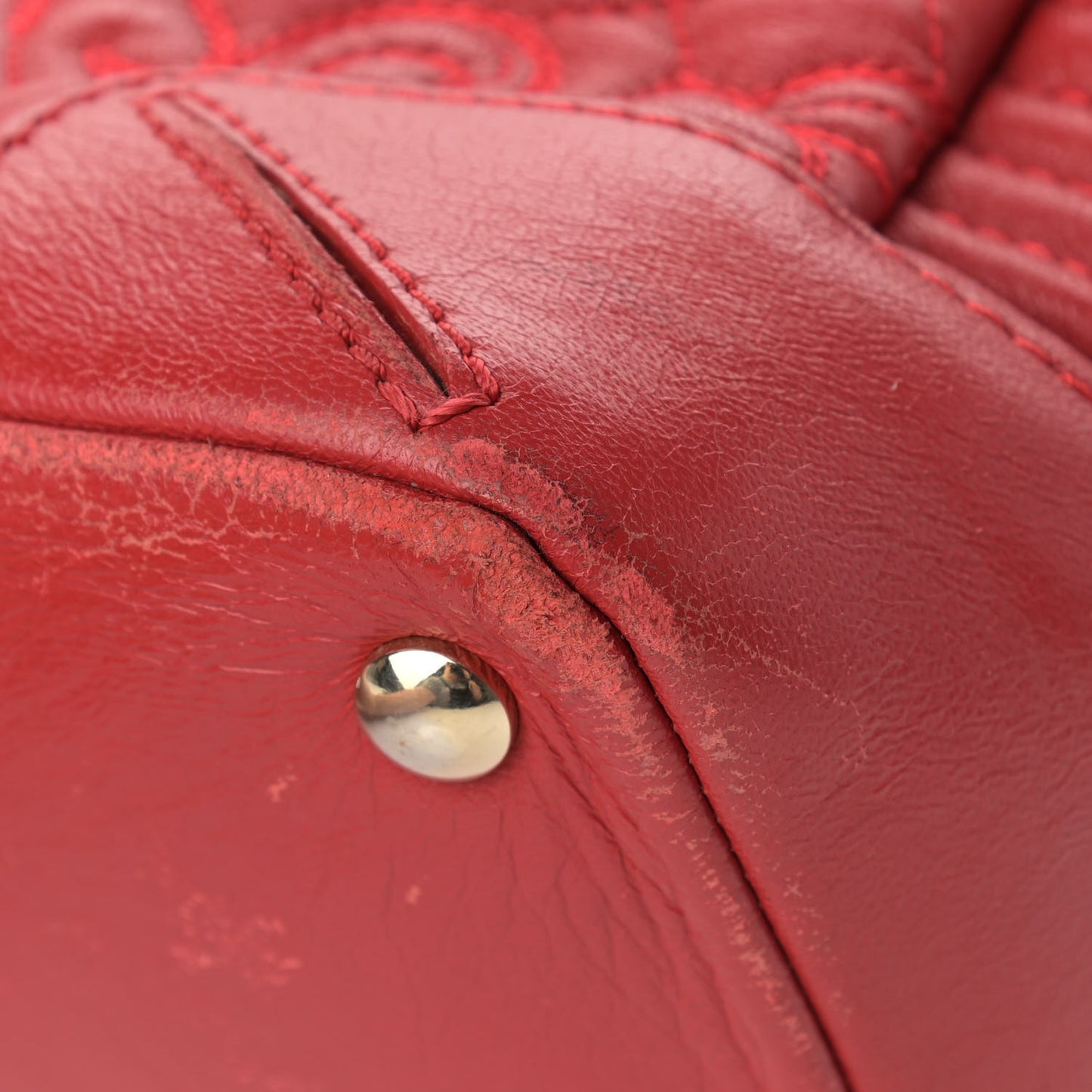 Barocco Quilted Nappa Altea Vanitas Satchel Red