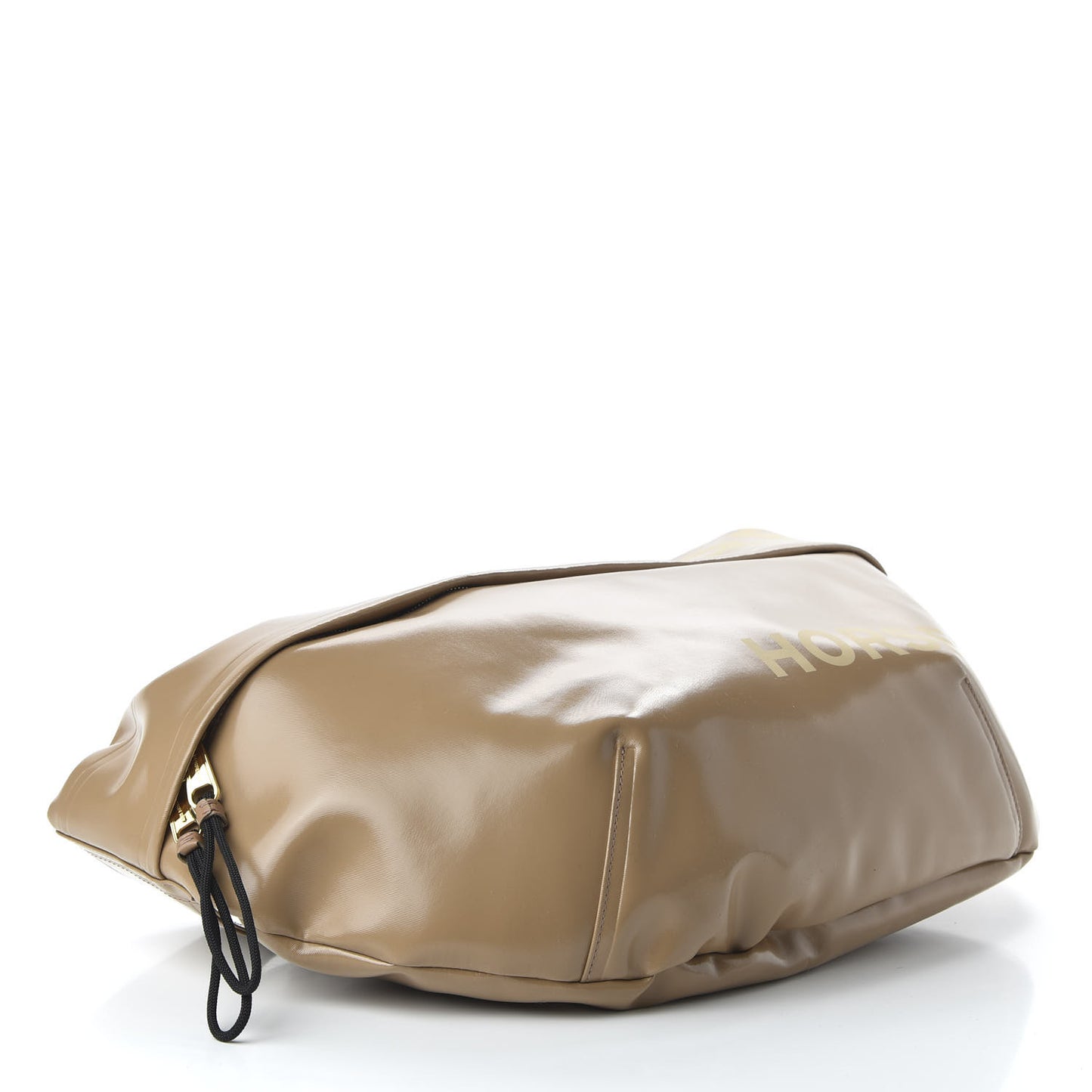 Coated Canvas Horseferry Print Extra Large Bum Bag Beige