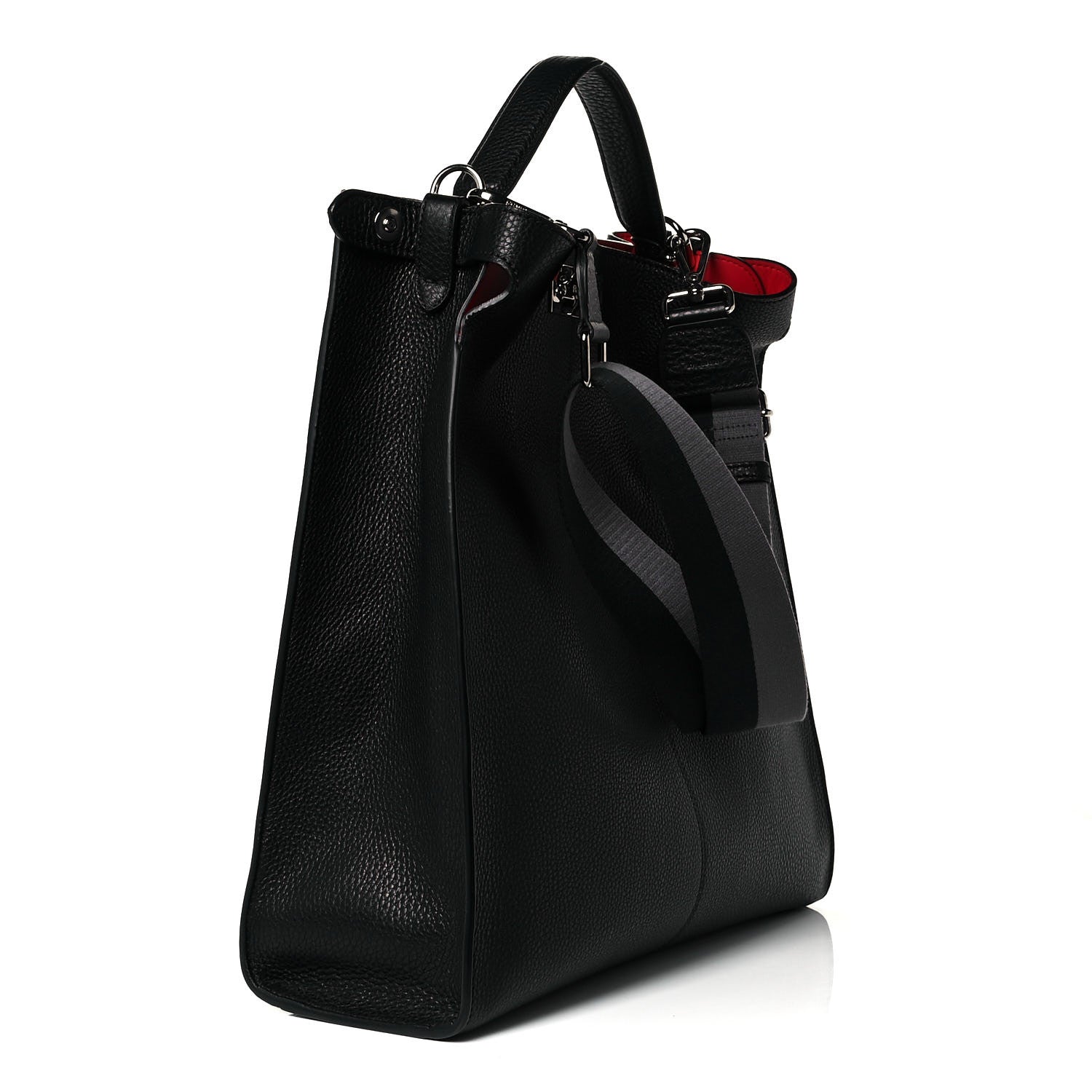 Fendi Cuoio Romano Fabric Marlon Vitello Century Peekaboo X-Lite Fit Black Rosso White Ice 4 of 8