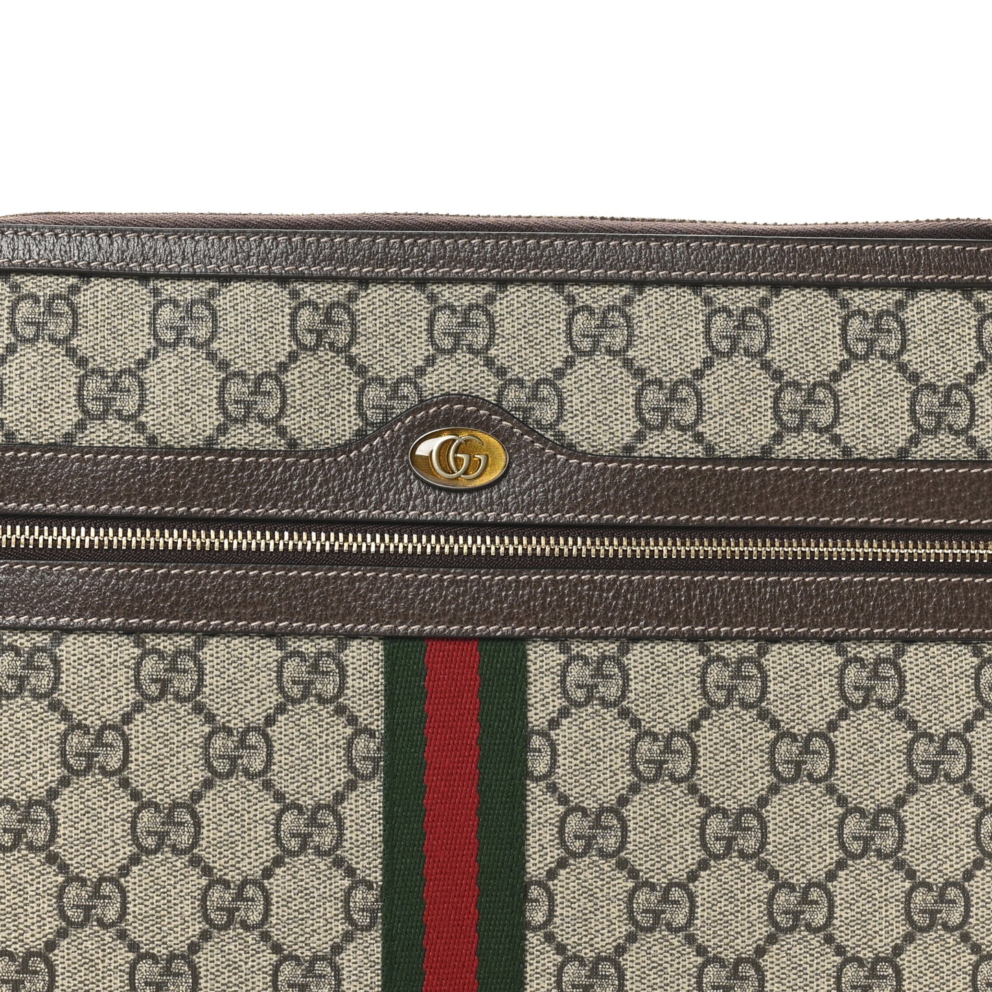 GG Supreme Monogram Large Ophidia Pouch Clutch Brown