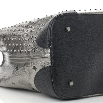MCM Visetos Swarovski Crystal Shopper Tote Silver 9 of 15