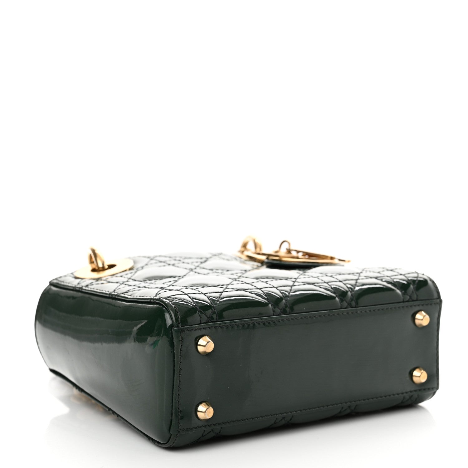 Christian Dior Patent Cannage Mini Lady Dior Pine Green 4 of 11