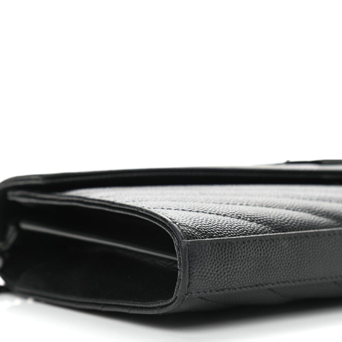 Grain De Poudre Matelasse Chevron Monogram Chain Wallet Black