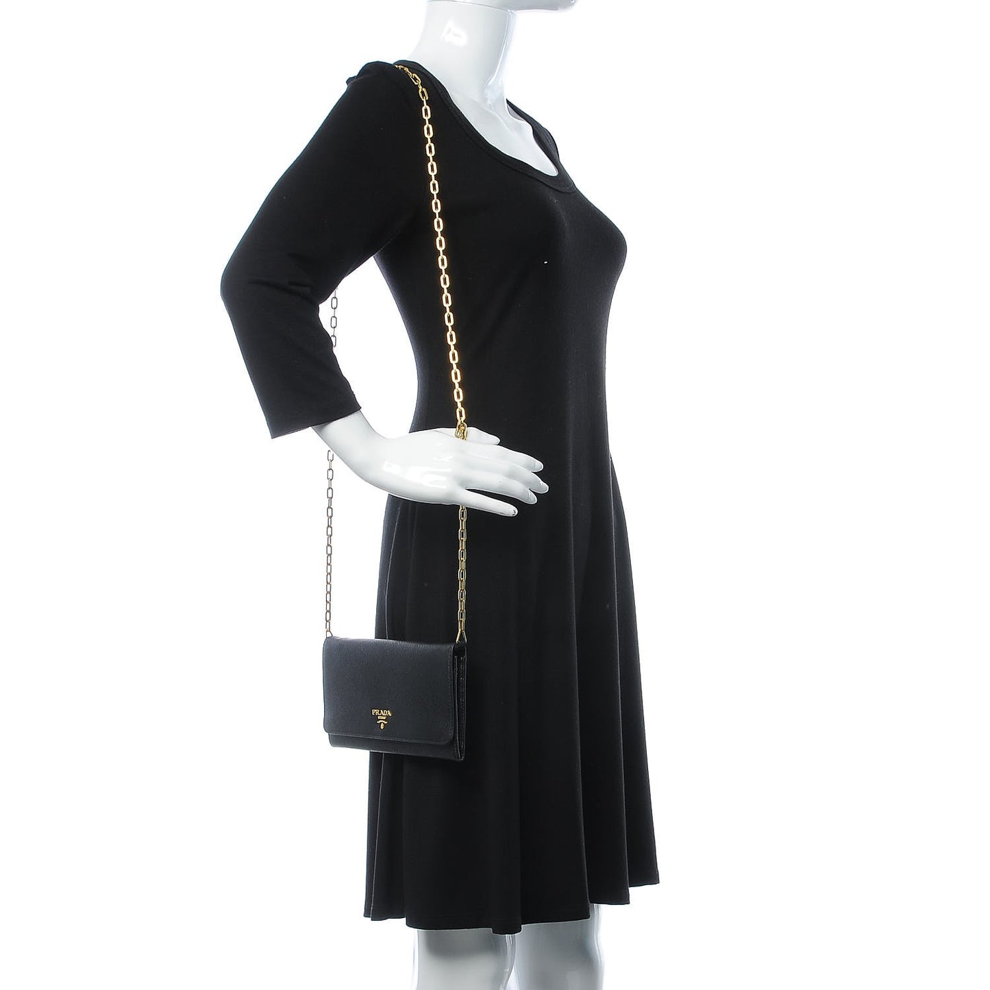 Saffiano Metal Large Chain Wallet Black