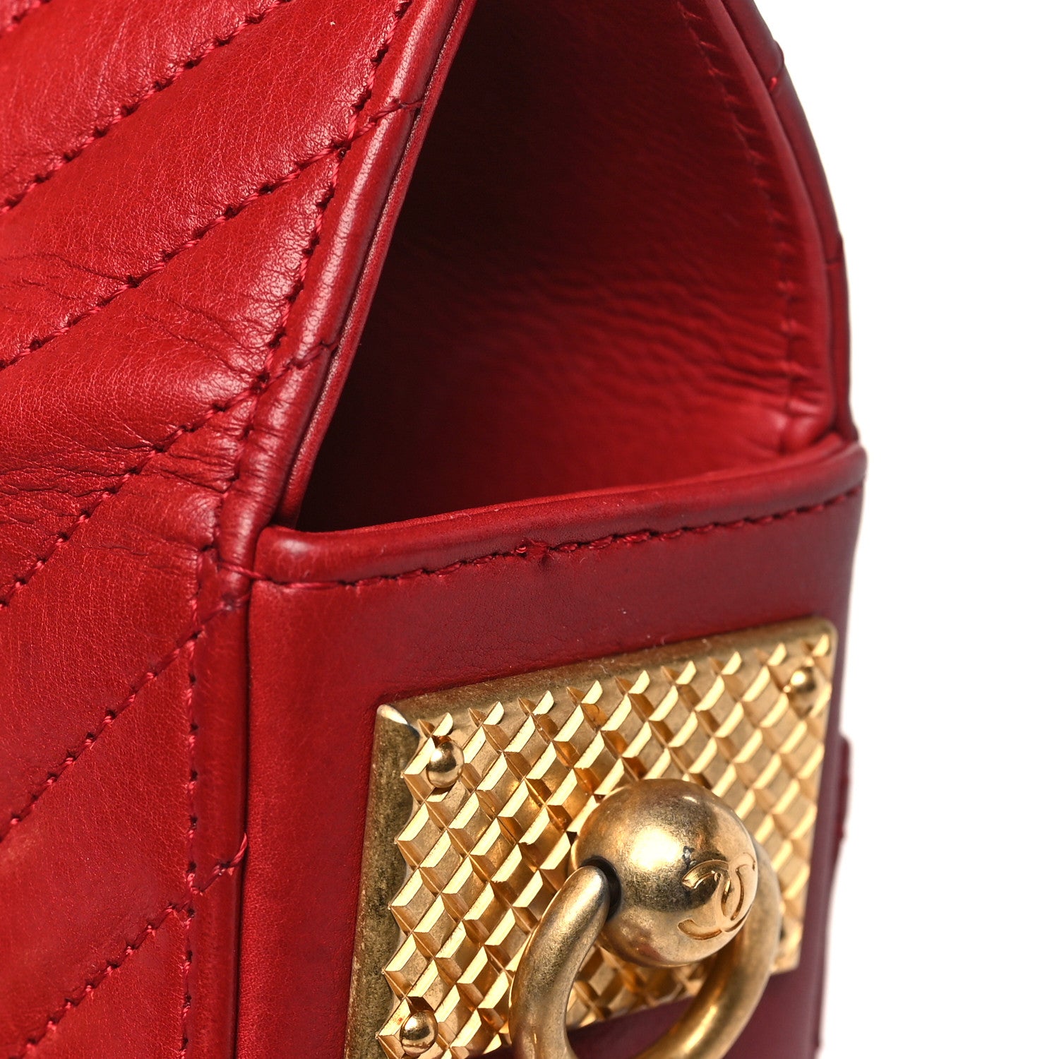 Chanel Calfskin Chevron Quilted Rock The Corner Minaudiere Bag Red 11 of 11
