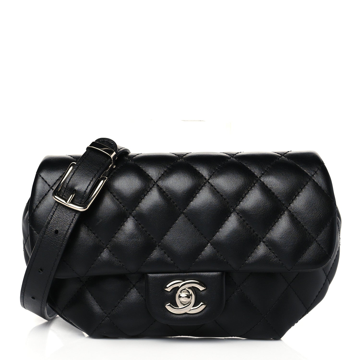 Chanel Calfskin Quilted CC Uniform Flap Belt Bag Black 1 of 21